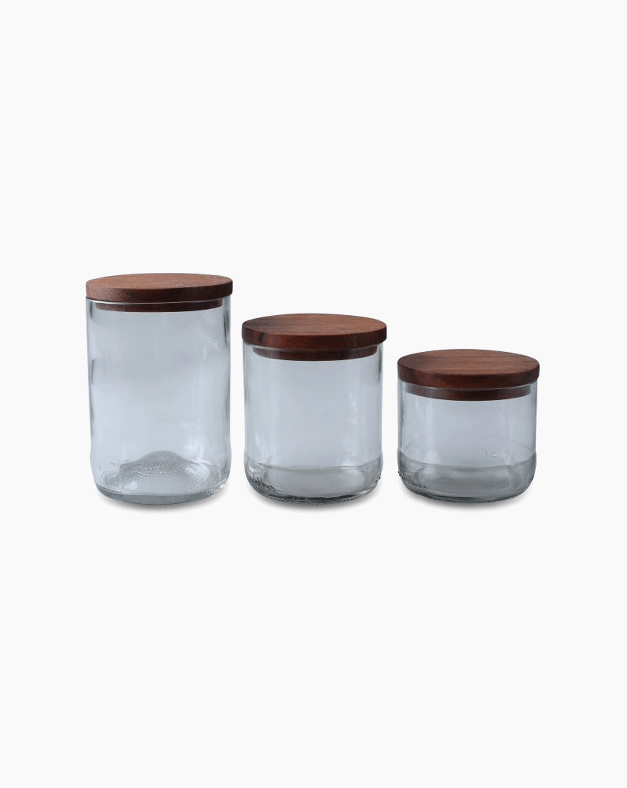 Jar w/wooden lid s/3, clear